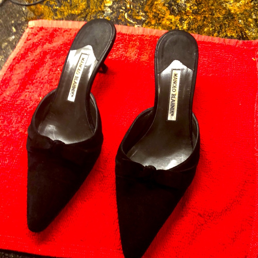 Mano Blahnik kitten mules